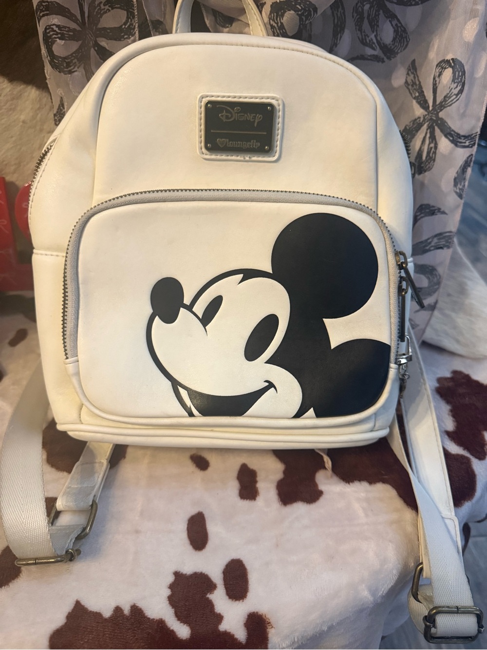 Disney White and Black Mickey Mouse Mini Backpack